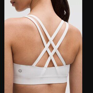 Lululemon Energy Sports Bra White Size 10 Strappy Back Athleisure Medium Support